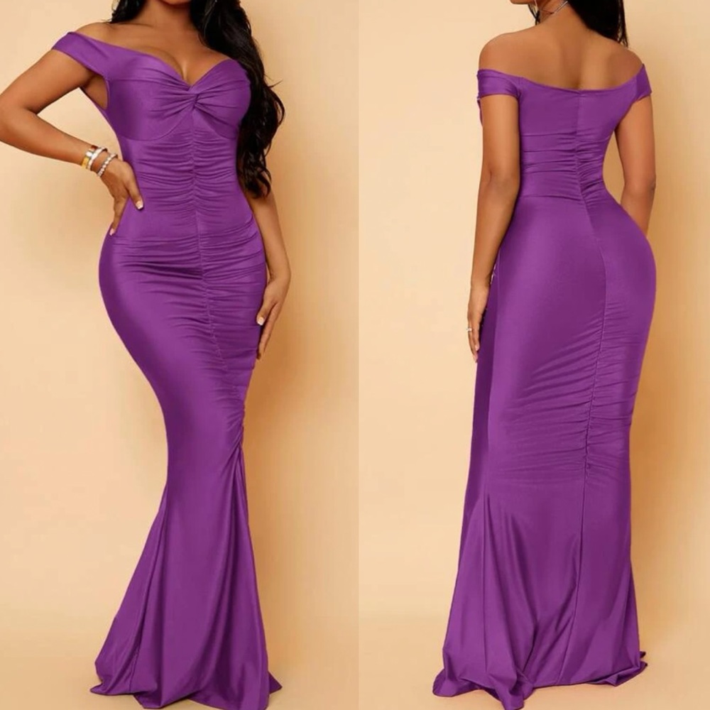 Luxe traits front party formal evening bridesmaids prom mermaid hem dress